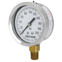 Reotemp Repairable Stainless/Brass Gauge, Series PG 25/40S